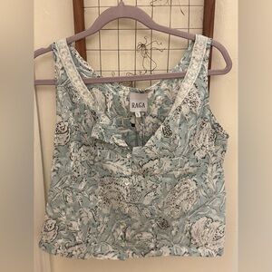RAGA Blue and White Floral Sleeveless Blouse